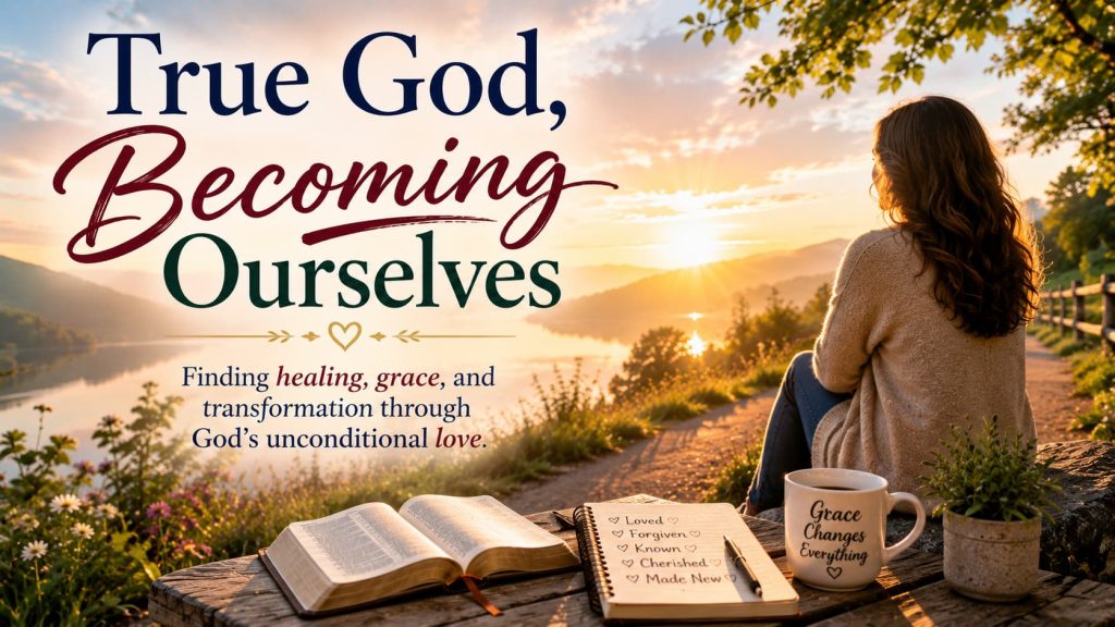 Person reflecting on God's grace and personal transformation during a peaceful sunrise